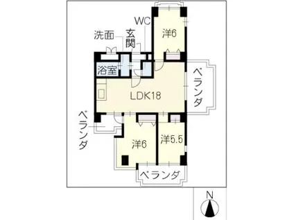 ロイヤルコート光(3LDK/8階)の間取り写真