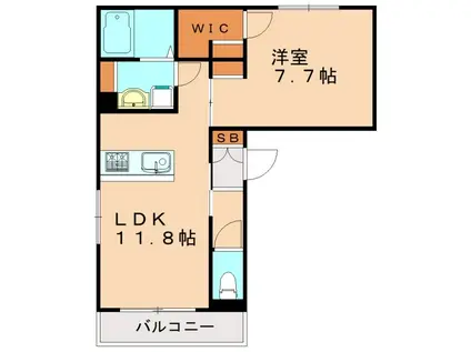 クレスティーク(1LDK/1階)の間取り写真