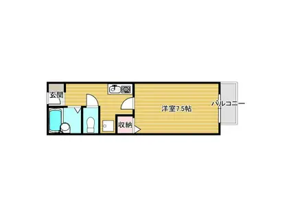 プリシェールウエスト(1K/1階)の間取り写真