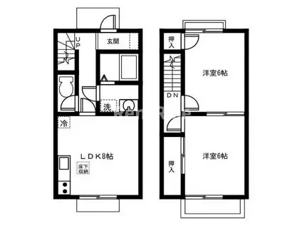 アクセスNISHIMACHI A(2LDK/1階)の間取り写真