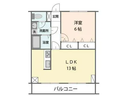 PRESTIGE(1LDK/1階)の間取り写真