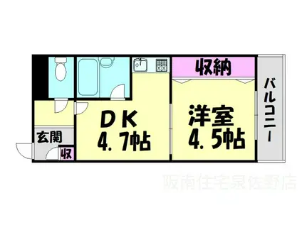 りんくうりんくす(1DK/1階)の間取り写真