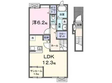 メゾン I(1LDK/2階)の間取り写真