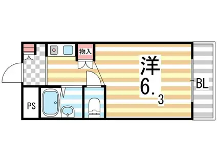 有馬パレス野崎(1K/3階)の間取り写真