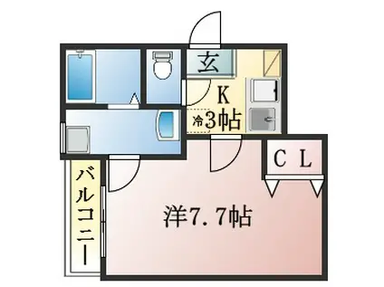 クレフラスト静岡大南(1K/2階)の間取り写真