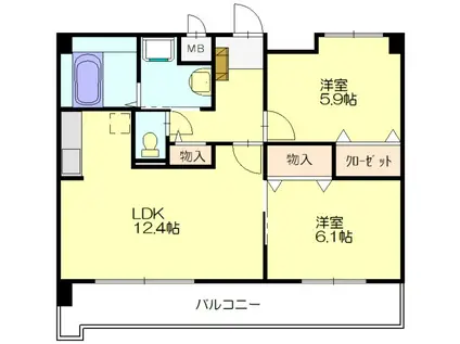 ネオパレス長者原II(2LDK/3階)の間取り写真