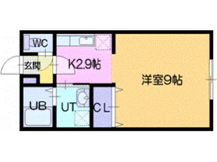 ハピネス(1K/1階)の間取り写真
