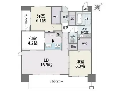 YGM松島LUXE(3LDK/6階)の間取り写真