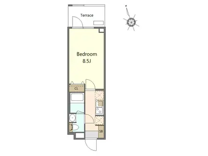 エスレジデンス玉川学園前(1K/4階)の間取り写真