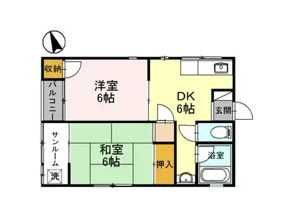 レガート(2DK/1階)の間取り写真