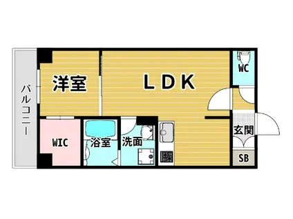 ソリティア弁天町(1LDK/4階)の間取り写真