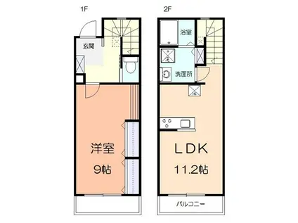 ウッドガーデン(1LDK/1階)の間取り写真