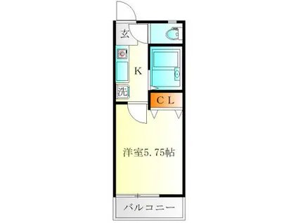 第5白楽イーストハイツ(1K/1階)の間取り写真