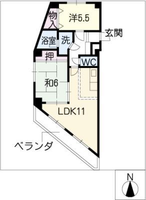 BUILD植田(2LDK/3階)の間取り写真