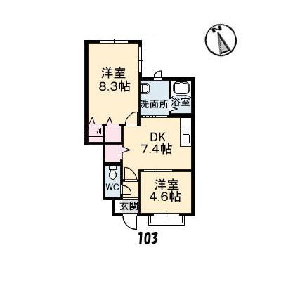 ディアス・K(2DK/1階)の間取り写真