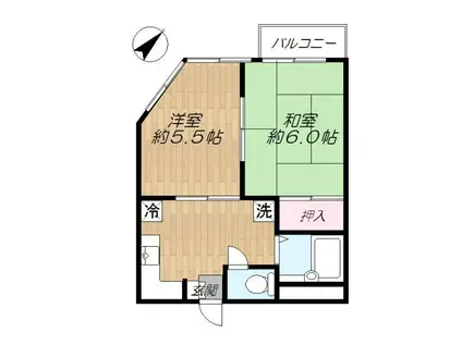 福寿ビル(2DK/2階)の間取り写真