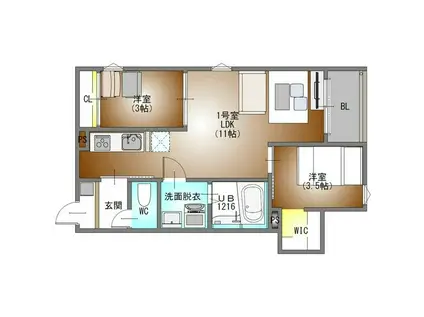 REGALEST名駅松原(2LDK/3階)の間取り写真