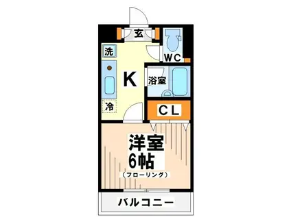 サンパラッツオ弐番館 当社管理物件(1K/2階)の間取り写真