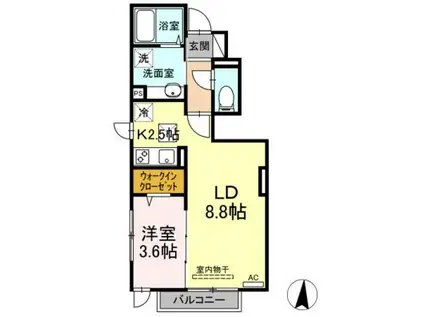 アンジュール氷川台(1LDK/1階)の間取り写真