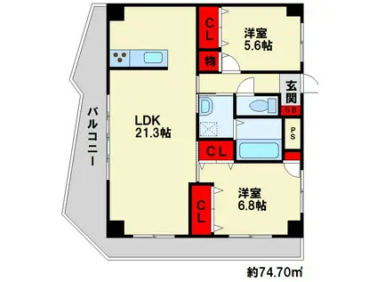 KSK中須コアプレイス(2LDK/2階)の間取り写真