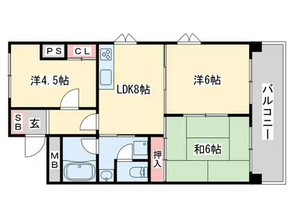 ひかりマンション(3DK/6階)の間取り写真