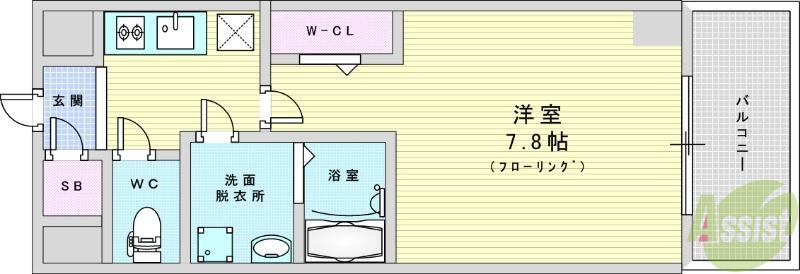 ファーストフィオーレ江坂ラディール(1K/1階)の間取り写真