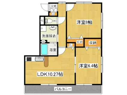 ヴィラージュ山辺A(2LDK/2階)の間取り写真