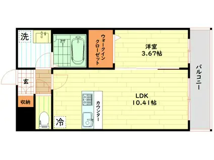 エスグランデ中崎町(1LDK/1階)の間取り写真
