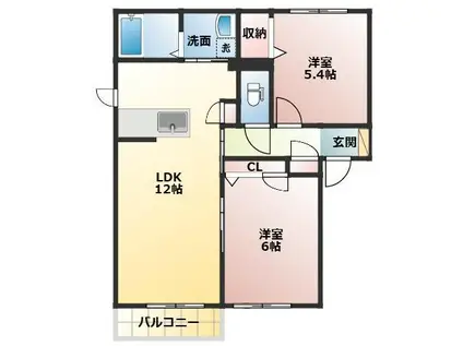 シャーメゾン・リュミエールA(2LDK/1階)の間取り写真