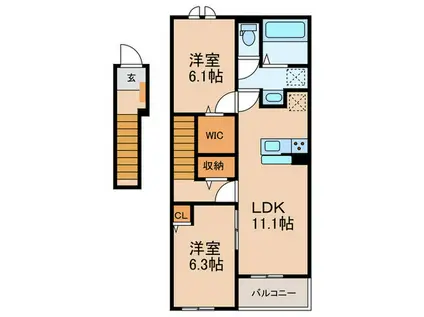 ニューライズ・S(2LDK/2階)の間取り写真