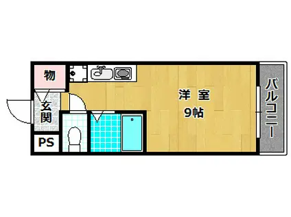 アクシス堂山II(1K/3階)の間取り写真