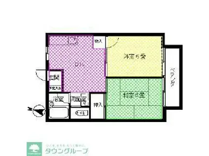 メゾンオグチ(2DK/1階)の間取り写真