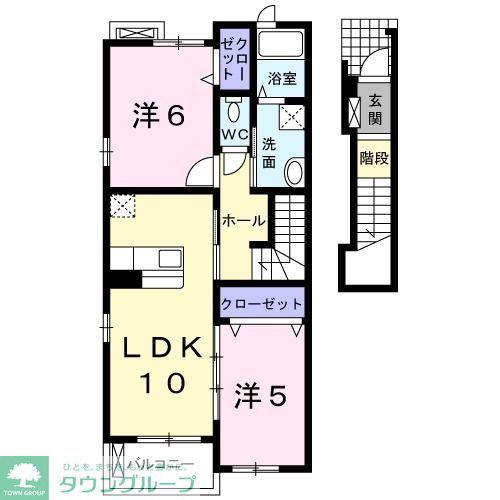 ピュア・キャッスルI(2LDK/2階)の間取り写真