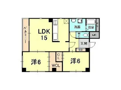 アムール(2LDK/3階)の間取り写真