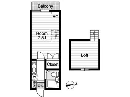 RKレジデンス宮田町(1K/2階)の間取り写真