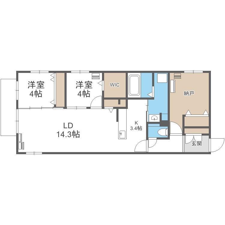 アルファスクエア円山北2条(3LDK/4階)の間取り写真