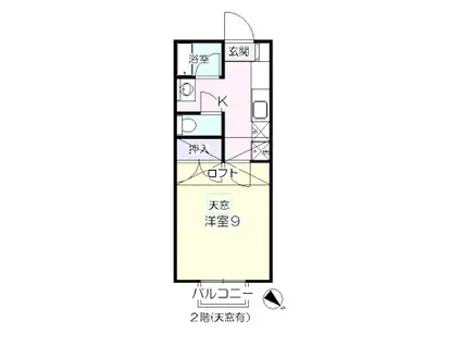 エレガンス川内A(1K/2階)の間取り写真