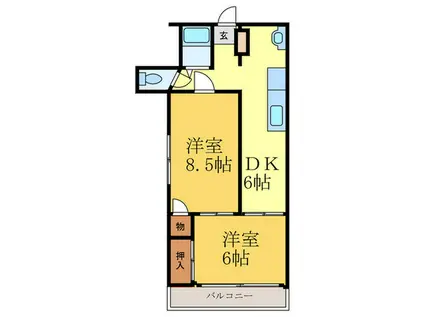 カドノハイツI(2DK/4階)の間取り写真