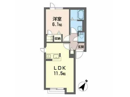 シャーメゾンGLII(1LDK/1階)の間取り写真