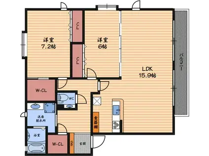 DAIKENN武庫之荘オストF(2LDK/2階)の間取り写真