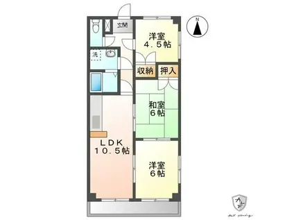 セルフィーユ浅野(3LDK/4階)の間取り写真