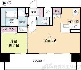 ソルレヴェンテ新梅田(1LDK/3階)の間取り写真