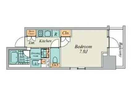 クレストコート広尾(1K/10階)の間取り写真