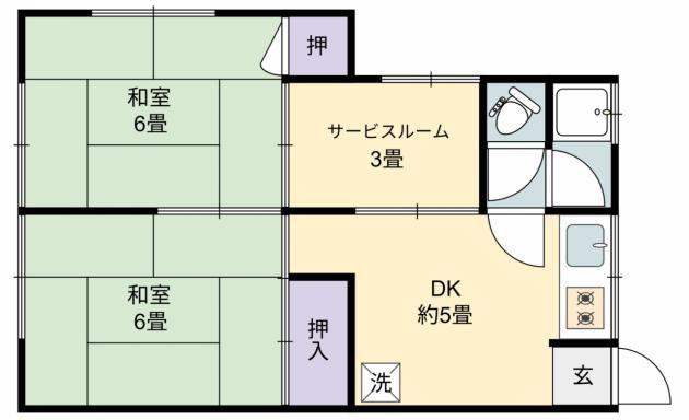 第二大星アパート(2DK/2階)の間取り写真