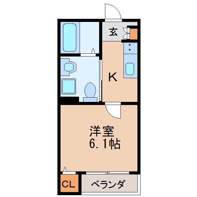 SMILE栄(1K/2階)の間取り写真