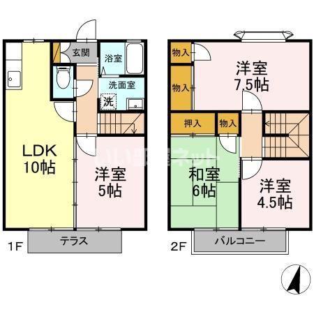 エルパラシオA/B エルパラシオB(3LDK/1階)の間取り写真