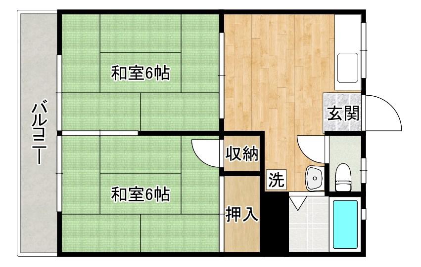 コーポ小倉(2DK/1階)の間取り写真