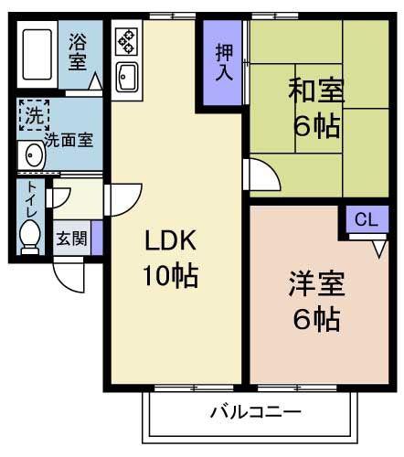 レイエステート(2LDK/1階)の間取り写真