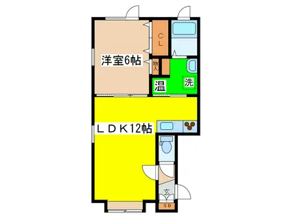 カーサ文苑6号館(1LDK/2階)の間取り写真