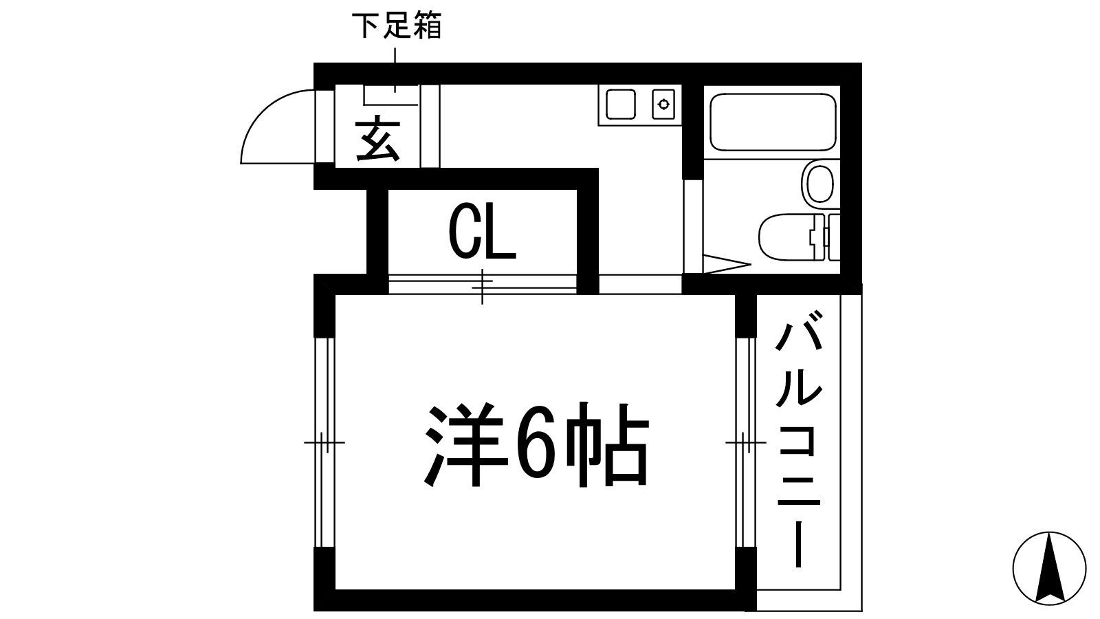 ライフかも(1K/3階)の間取り写真